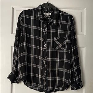 Workshop Republic Clothing Black and White Plaid Button Down Shirt